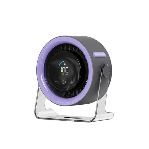 2025 New 3000mAh Whirlwind Desktop Small Fan Home Small Non Perforated Wall Mounted Electric Fan Office Digital Desktop Fan - Color: Purple
